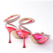 Load image into Gallery viewer, pink crystal bow heels
