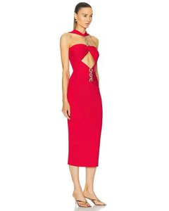 Sexy red bandage dress with cutout rhinestone neckline house of Cb revolve