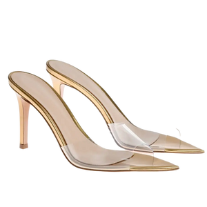 Amina Heels || Clear Gold