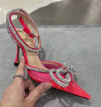 Load image into Gallery viewer, pink crystal bow heels
