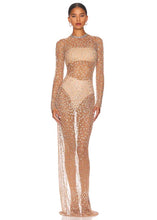 Load image into Gallery viewer, sheer crystal dress beaded maxi dress
