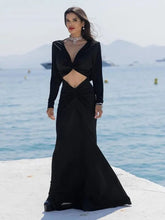 Load image into Gallery viewer, Cheap revolve dress black gown with cutouts
