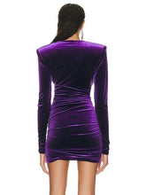 Load image into Gallery viewer, Purple plunge dress revolve
