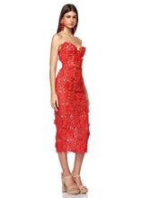 Load image into Gallery viewer, Strapless red lace dress revolve asos house of Cb meshki ohpolly hot Miami styles
