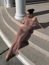 Load image into Gallery viewer, sheer crystal dress beaded maxi dress
