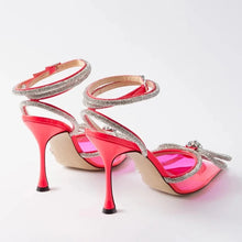 Load image into Gallery viewer, pink crystal bow heels
