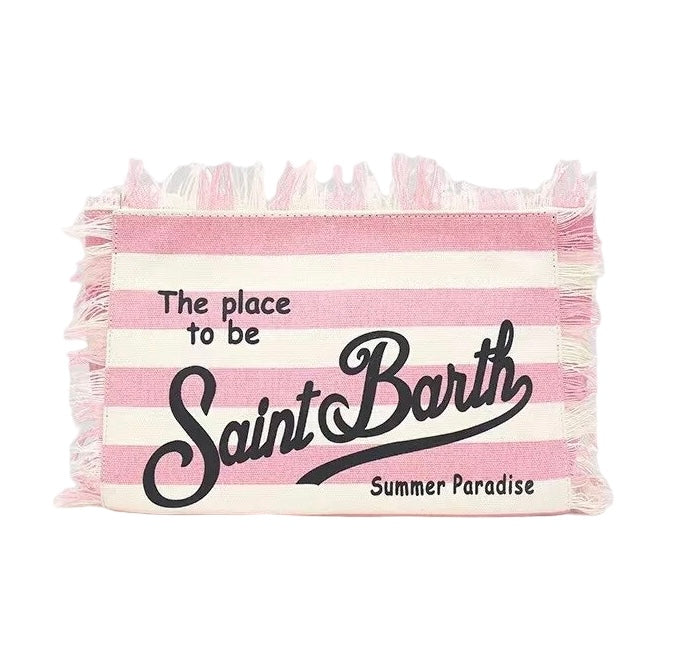 St Barth’s Clutch || Pink Striped