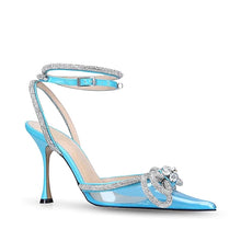 Load image into Gallery viewer, blue crystal bow heels
