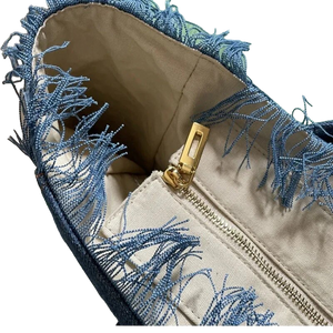 St Barth’s Fringe Bag || Denim