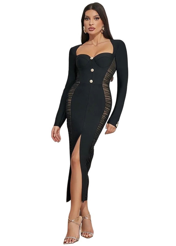 Cheap bandage dress black long sleeve bandage dress