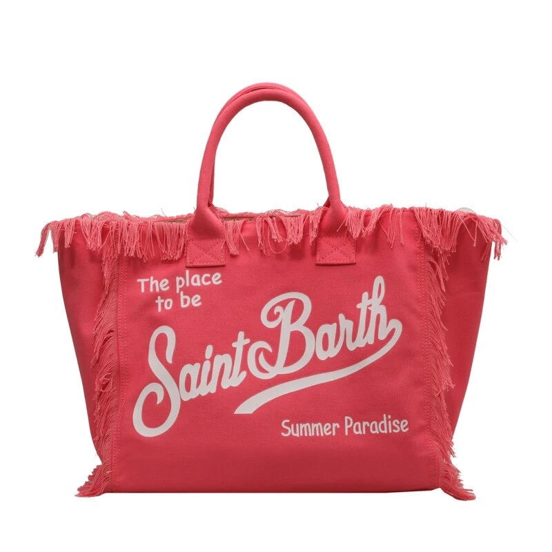 St Barth’s Fringe Bag || Red