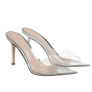 Amina Heels || Clear Silver