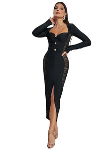 Cheap bandage dress black long sleeve dress