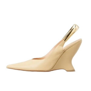 Naomi Slingback Heels || Nude