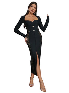 Cheap bandage dress black long sleeve bandage dress