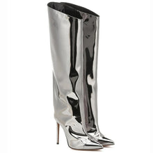 Load image into Gallery viewer, Metallic cowboy boots silver
