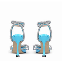 Load image into Gallery viewer, blue crystal bow heels
