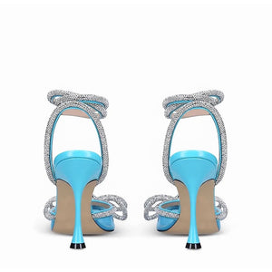 blue crystal bow heels