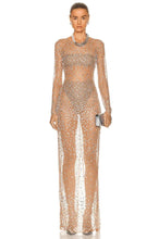 Load image into Gallery viewer, sheer crystal dress beaded maxi dress
