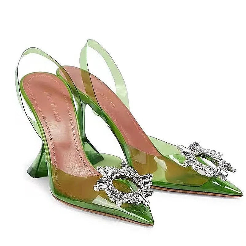 Quinn Heels || Clear Green