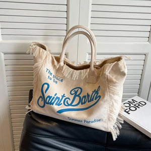 St Barth’s Fringe Bag || Cream