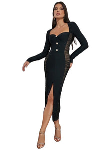 Cheap bandage dress black long sleeve bandage dress