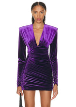 Load image into Gallery viewer, Purple plunge dress revolve
