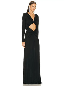 Cheap revolve dress black gown with cutouts