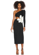 Load image into Gallery viewer, black formal dress with cutouts
