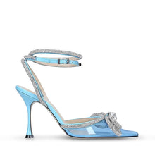 Load image into Gallery viewer, blue crystal bow heels
