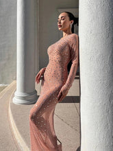 Load image into Gallery viewer, sheer crystal dress beaded maxi dress
