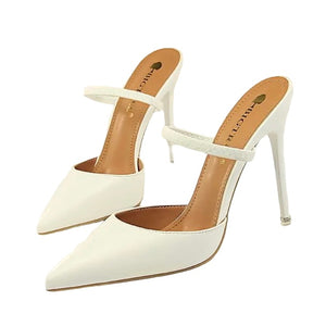 white pointed toe heels