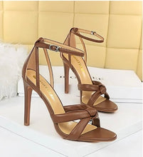 Load image into Gallery viewer, brown ankle strap heels sexy heels cheap heels
