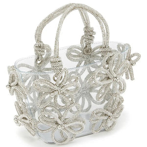 clear purse with crystal flowers