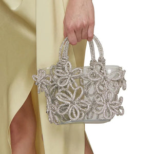 clear purse with crystal flowers