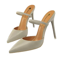 Load image into Gallery viewer, grey pointed toe heels
