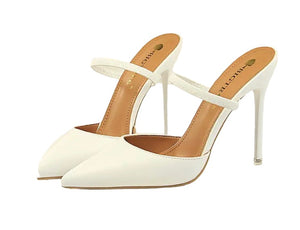 white pointed toe heels