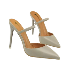 Load image into Gallery viewer, grey pointed toe heels
