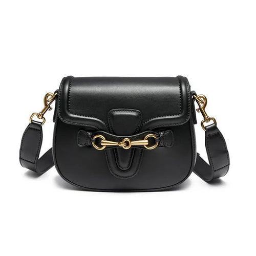 black faux leather shoulder bag