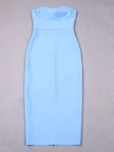 Load image into Gallery viewer, blue strapless bandage dress
