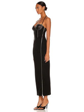 Load image into Gallery viewer, black cocktail dress with slit
