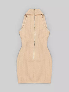 tan mini dress balmain