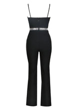 Load image into Gallery viewer, black bandage jumpsuit with rhinestones
