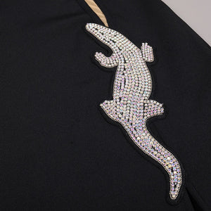 rhinestone alligator black dress