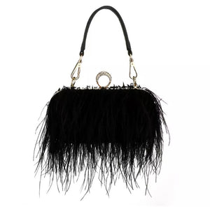 ostrich bag black feather bag