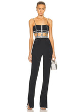 Load image into Gallery viewer, black bandage jumpsuit with rhinestones
