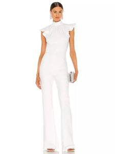 white ruffle jumpsuit