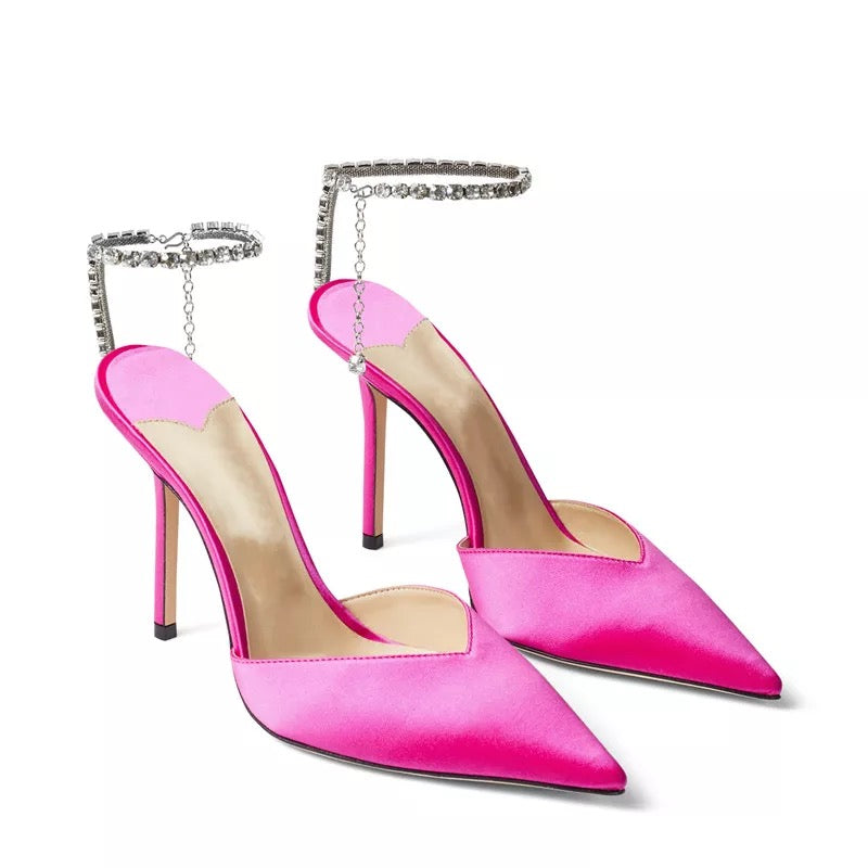 Vivienne Satin Heels || Pink