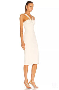 ivory halter bandage dress