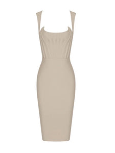 tan bandage dress